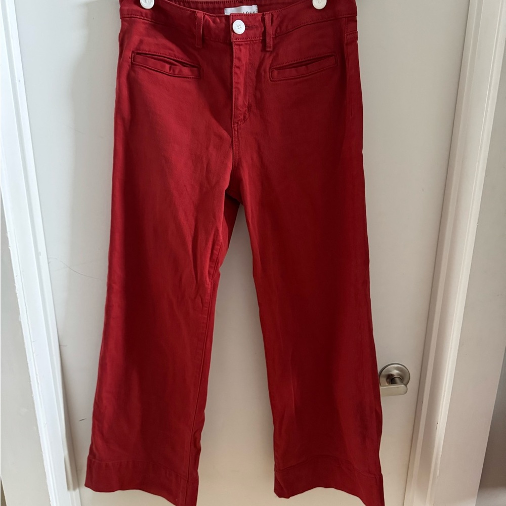 LOFT Red Wide-Leg Pants
